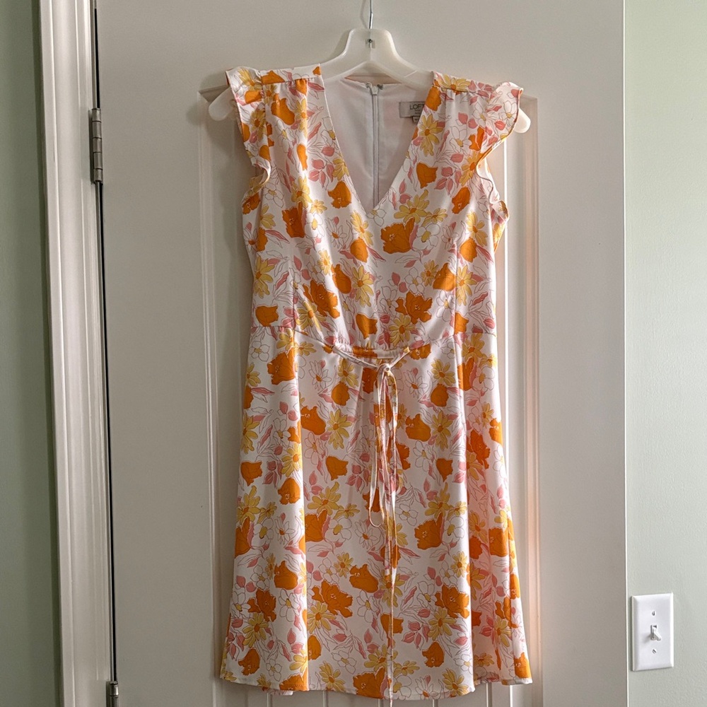Loft Floral Orange and White Dress
